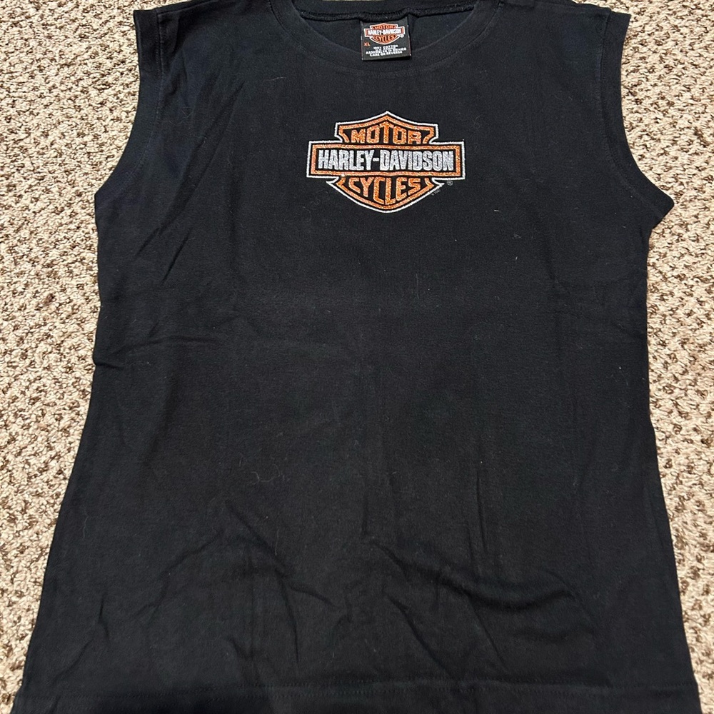 Harley-Davidson Black and Orange Logo Tank